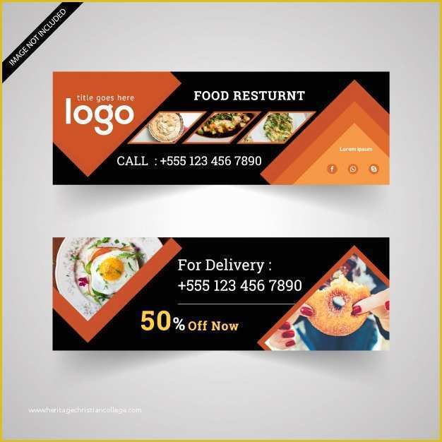 Food Banner Design Template Free Of Food Banner with Black and orange Design Vector