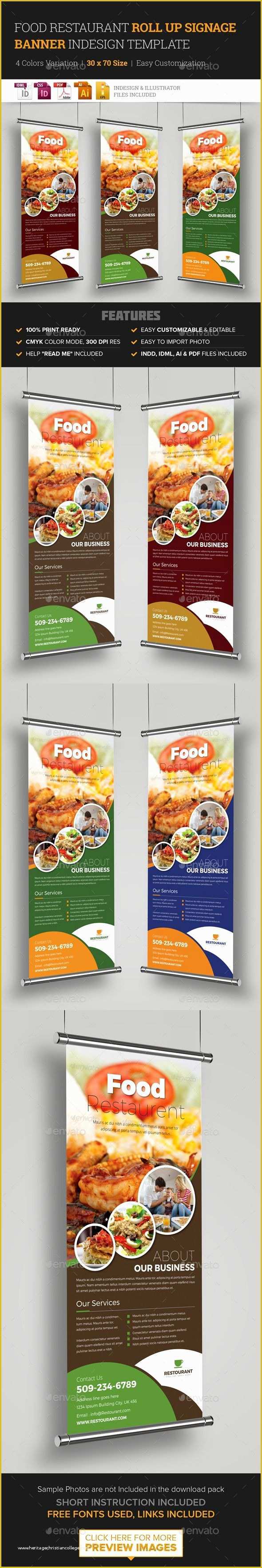 Food Banner Design Template Free Of Food Restaurant Roll Up Banner Signage Template