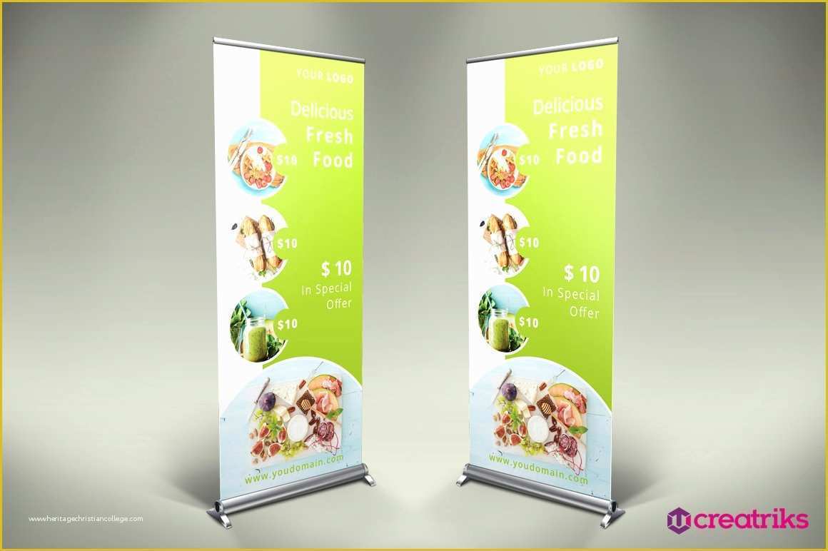 Food Banner Design Template Free Of Fresh Food Roll Up Banner Flyer Templates Creative Market
