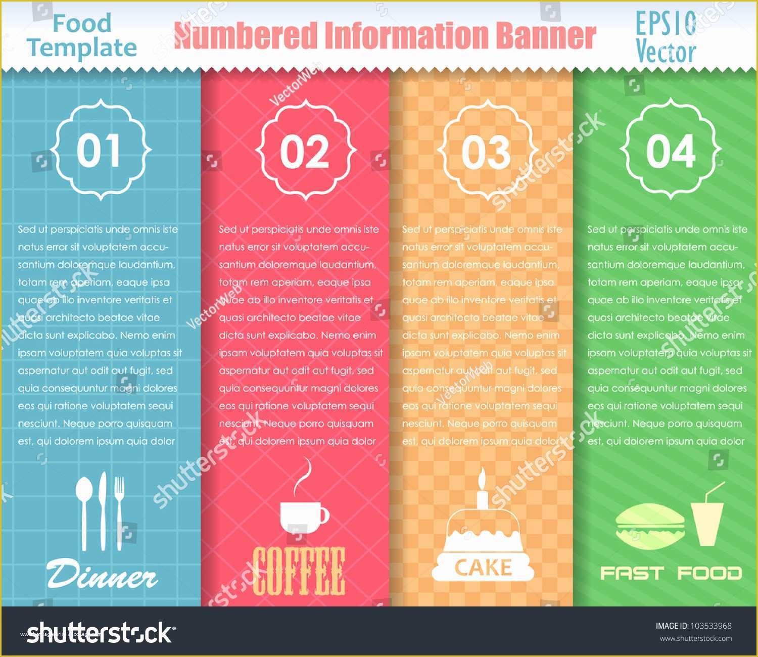 Food Banner Design Template Free Of Numbered Information Food Template Banner Vintage Stock