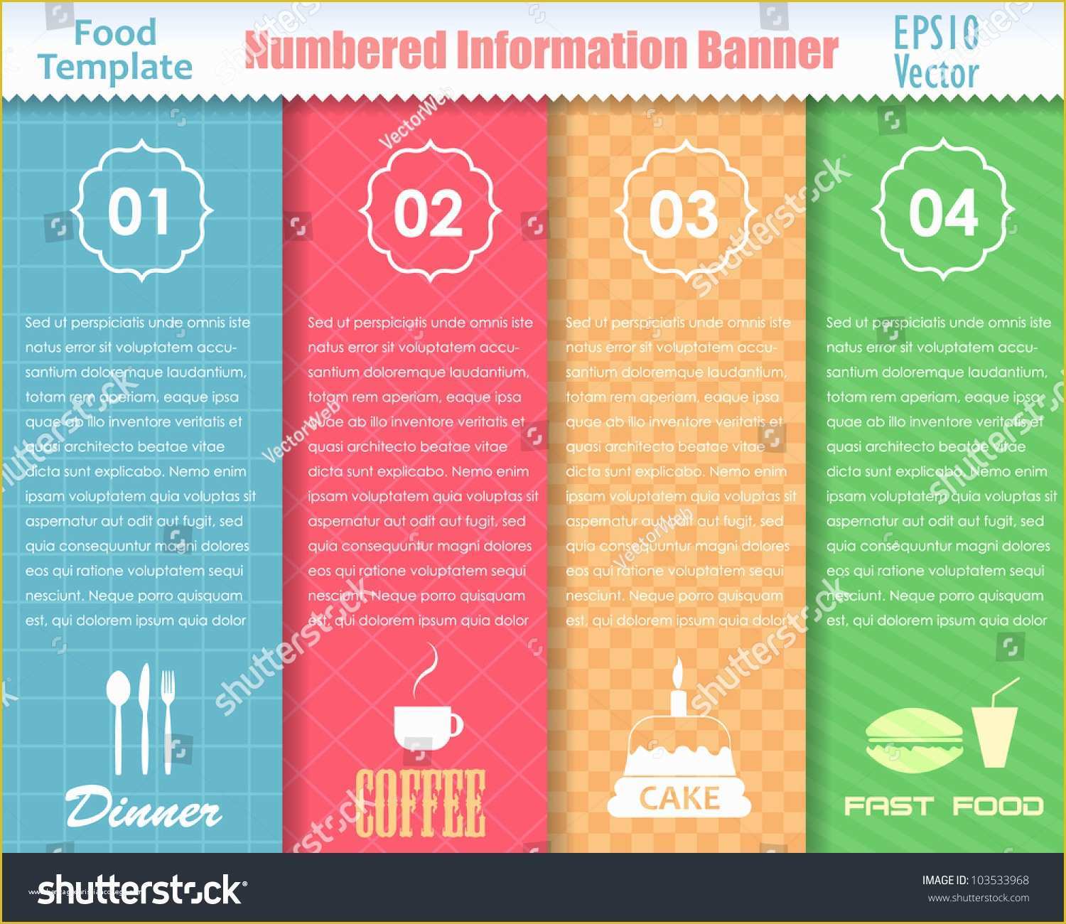 Food Banner Design Template Free Of Numbered Information Food Template Banner Vintage Stock