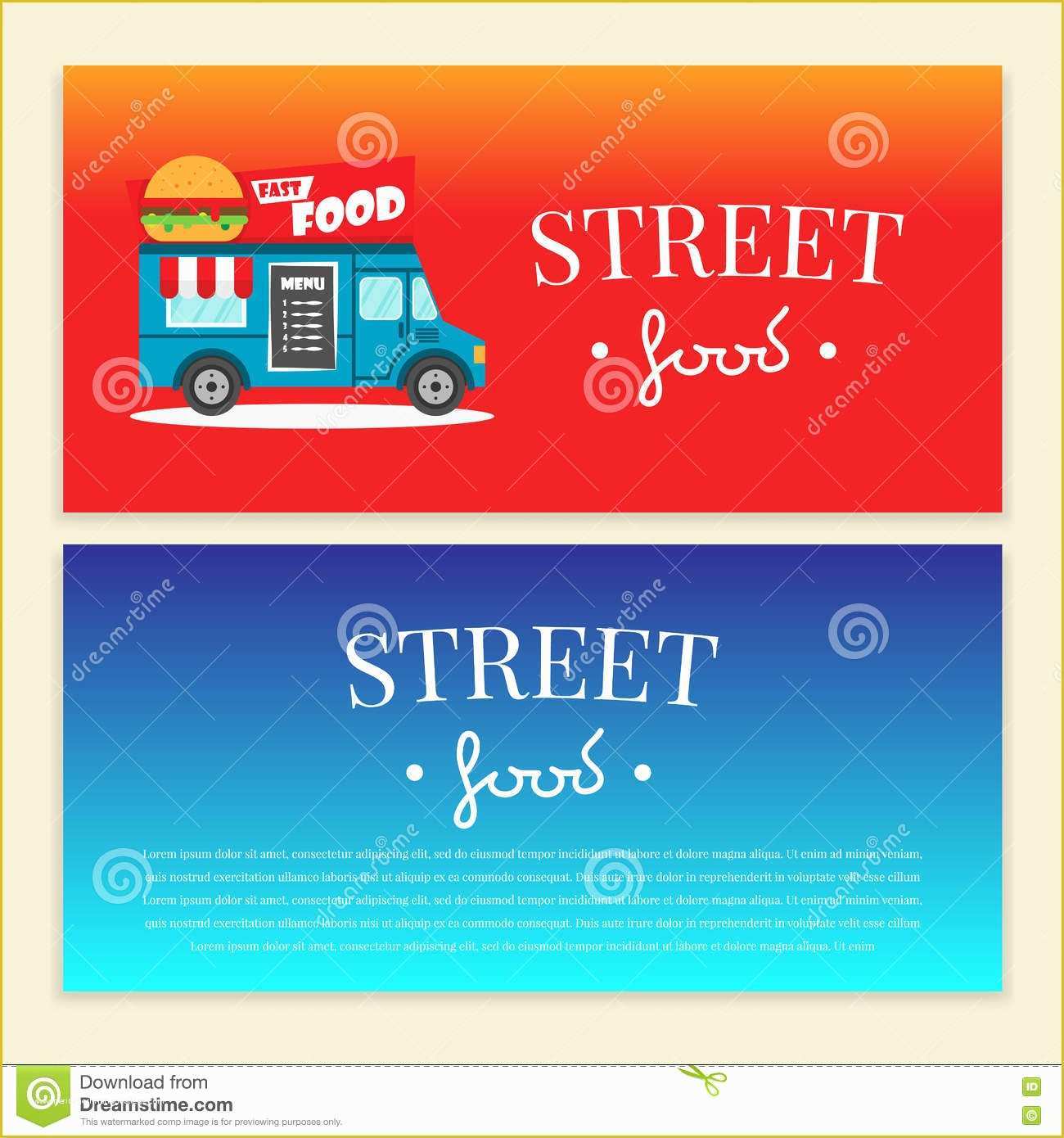 Food Banner Design Template Free Of Street Food Truck Vector Illustration Stock Vector Image