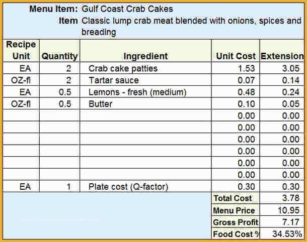 Food Costing Template Free Download Of 11 Restaurant Food Cost Spreadsheet