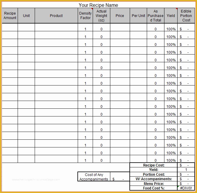 Food Costing Template Free Download Of 11 Restaurant Food Cost Spreadsheet