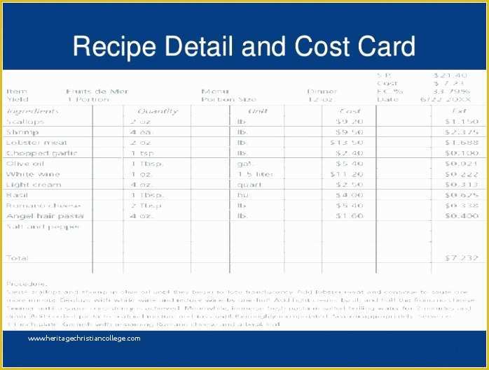 Food Costing Template Free Download Of 8 Food Cost Excel Template Teaot
