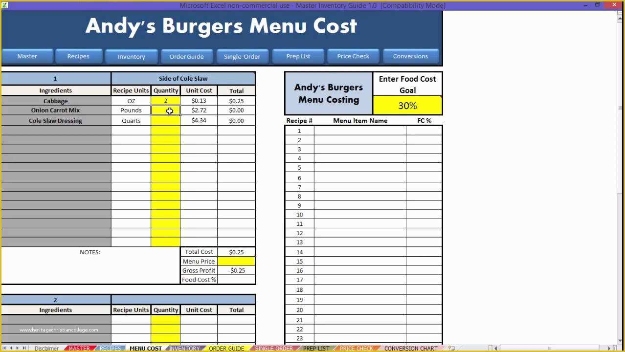 43 Food Costing Template Free Download