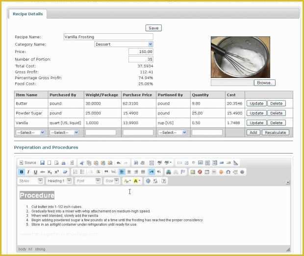 Food Costing Template Free Download Of Food Cost Spreadsheet Free