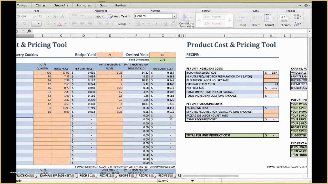 Food Costing Template Free Download Of Food Product Cost & Pricing Tutorial