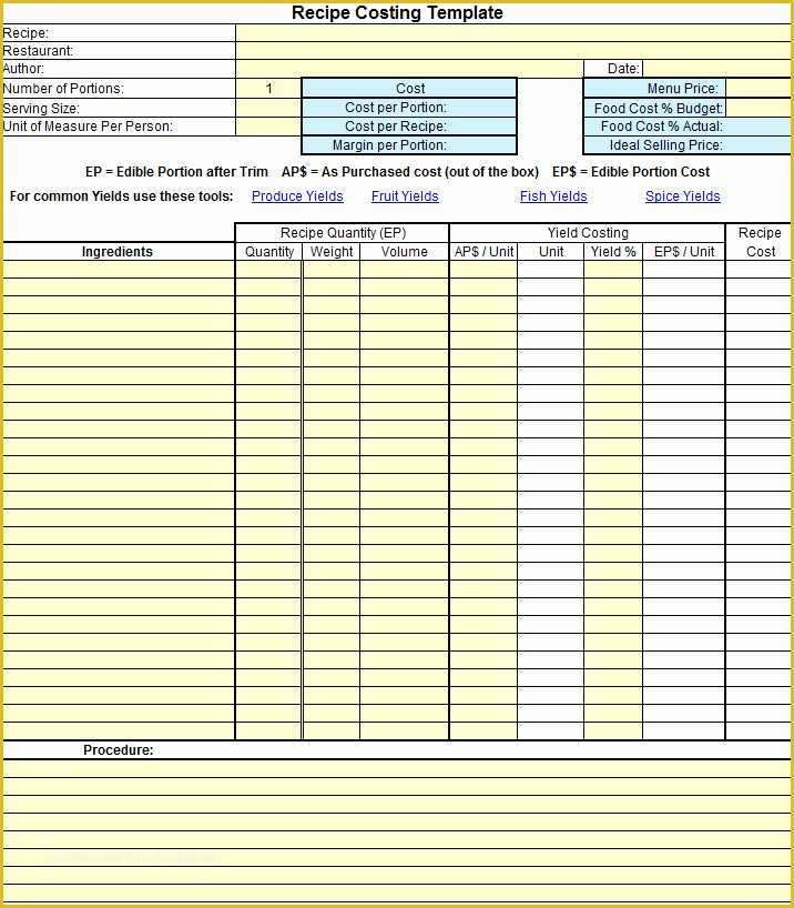 Food Costing Template Free Download Of Plate Cost How to Calculate Recipe Cost Chefs Resources