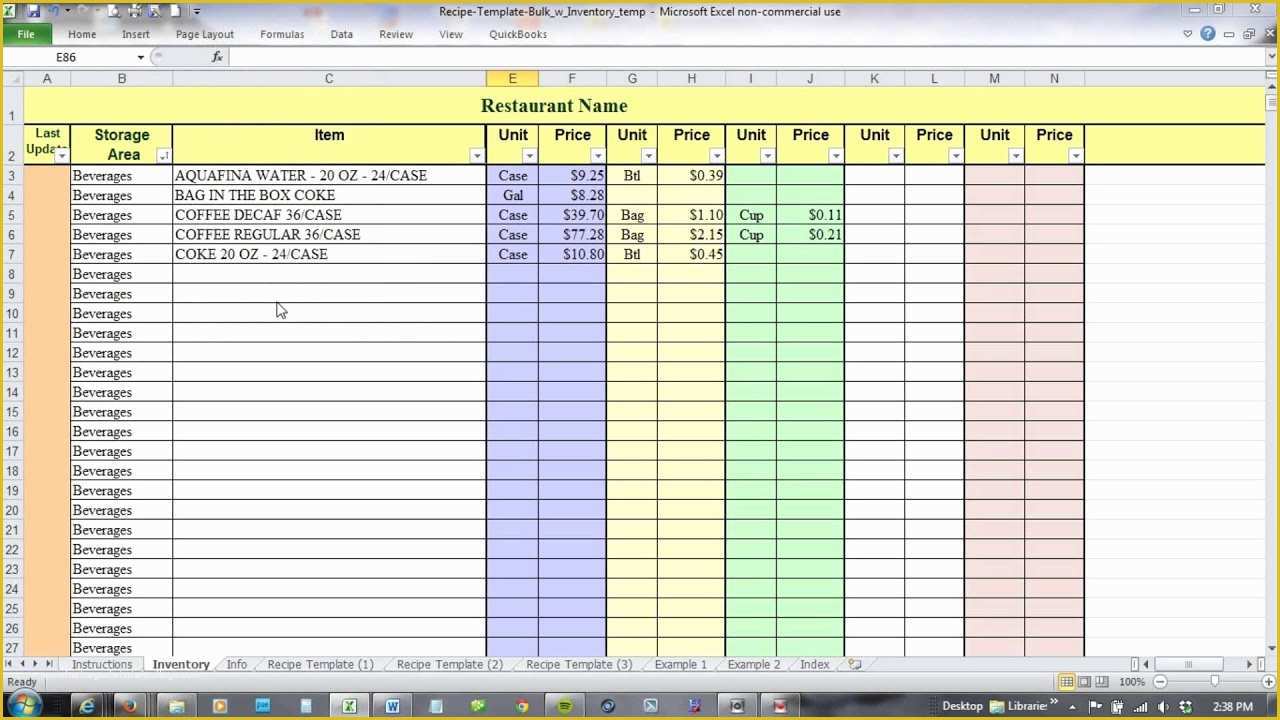 Food Costing Template Free Download Of Using Excel for Recipe Costing and Inventory Linking