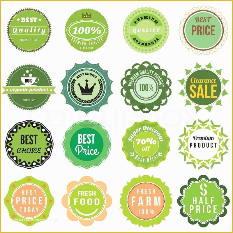 Food Label Design Template Free Of Fresh Food Product Vintage Labels Template Set Green