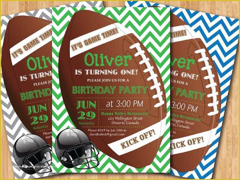 Football Birthday Party Invitation Templates Free Of Football Birthday Invitation Boy 1st First Birthday Party