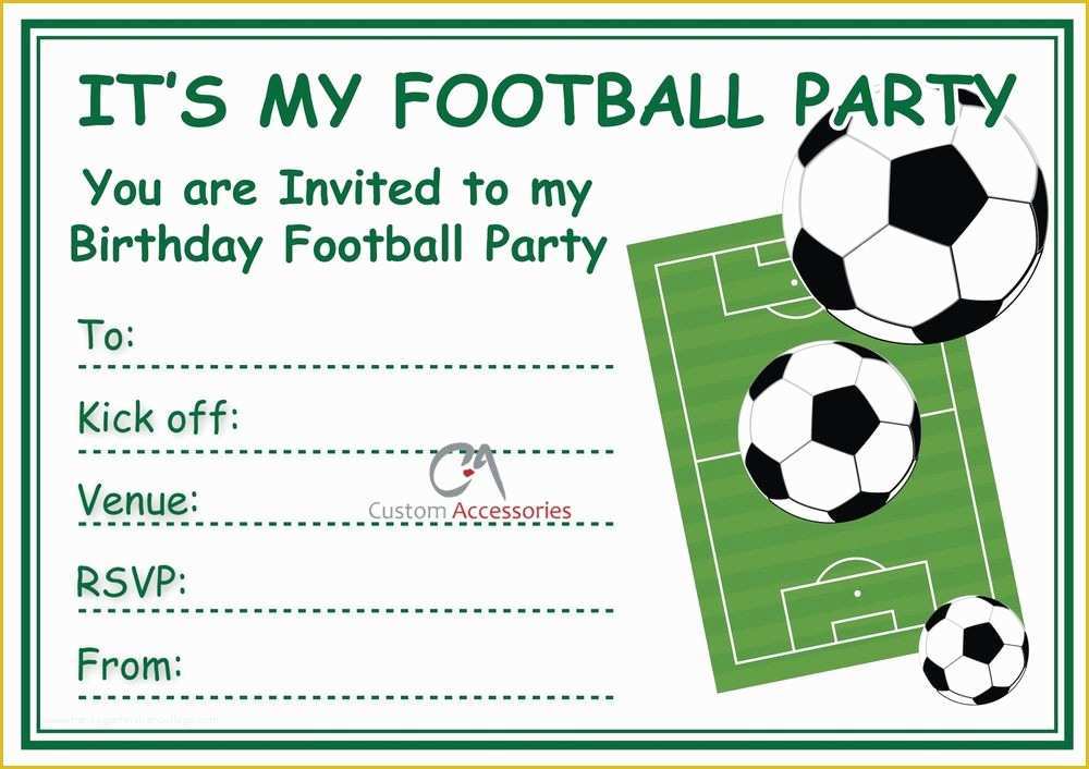 Football Birthday Party Invitation Templates Free Of Football Invites Kids Children S Boys Football Birthday