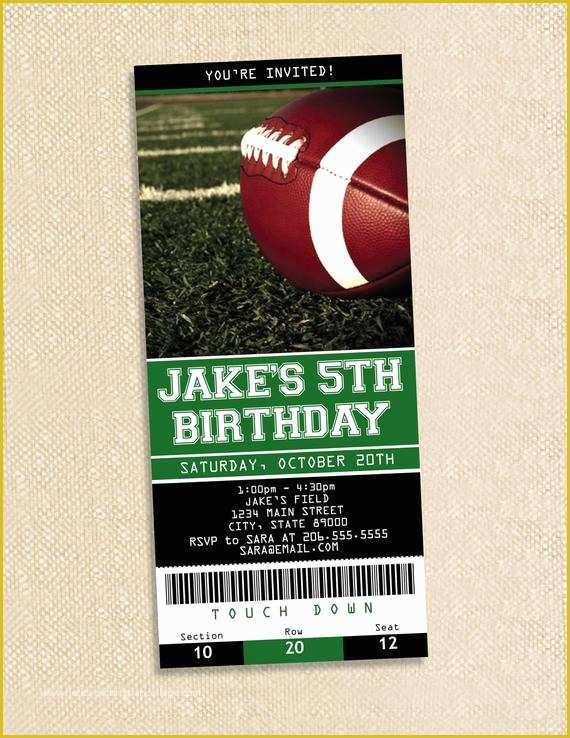 Football Birthday Party Invitation Templates Free Of Football Ticket Birthday Invitations Set Of 35