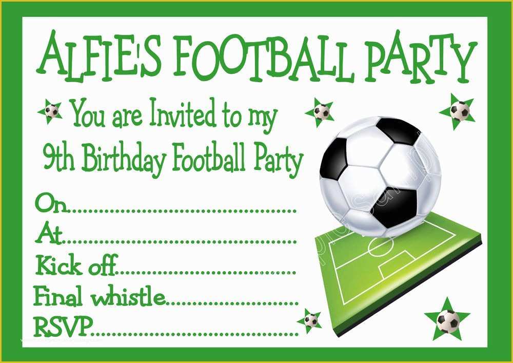 Football Birthday Party Invitation Templates Free Of Personalised Invites Childrens Boys Football Birthday
