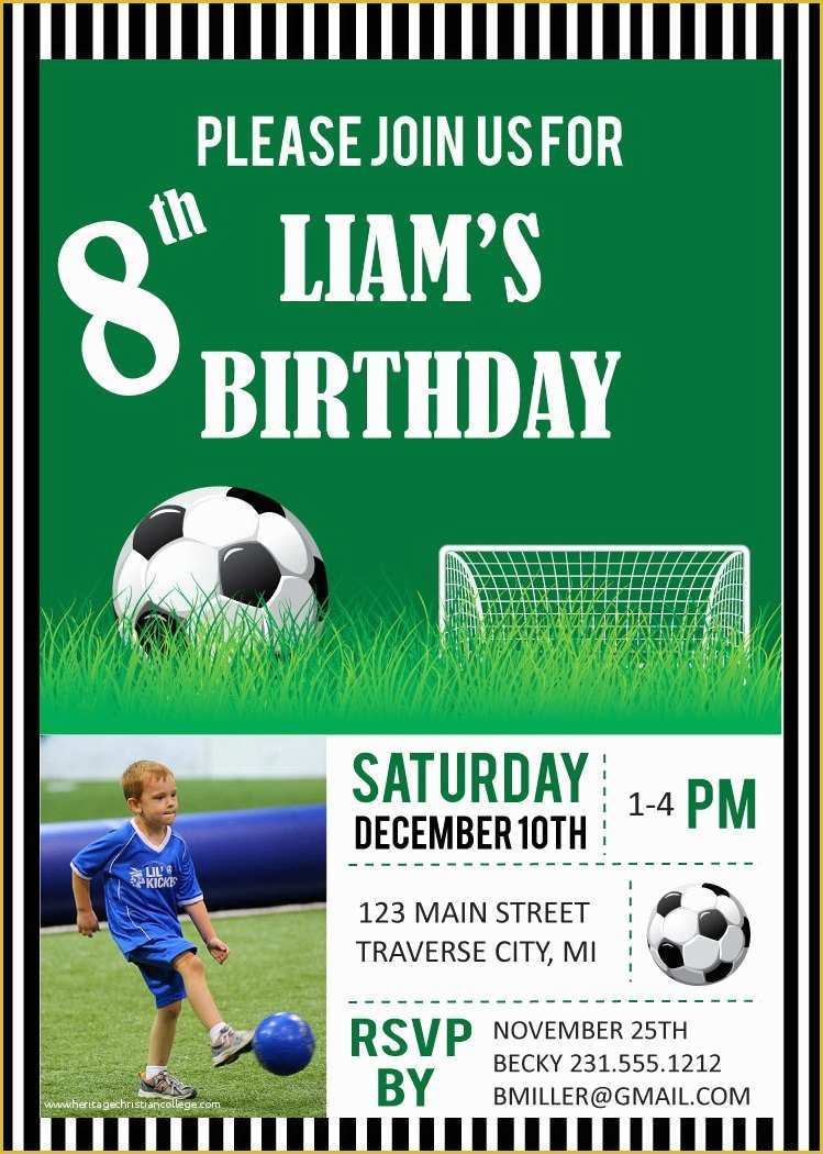 Football Birthday Party Invitation Templates Free Of soccer Birthday Party Invitations Digital File Diy