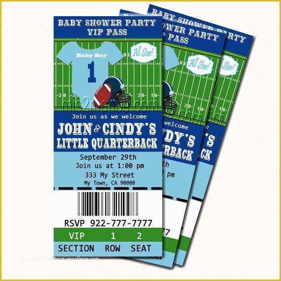 Football Ticket Invitation Template Free Of Football Baby Shower Printable Ticket Invitations Printable