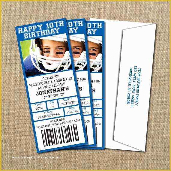 Football Ticket Invitation Template Free Of Football Birthday Game Ticket Invitation Digital File