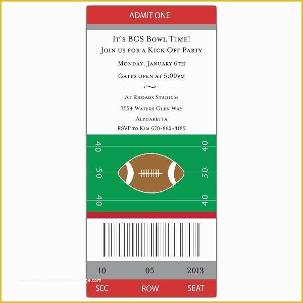 Football Ticket Invitation Template Free Of Football Ticket Grey Red Invitations
