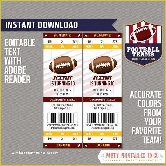 Football Ticket Invitation Template Free Of Football Ticket Invitation Template Burgundy and Gold