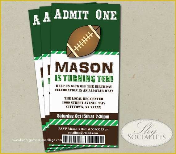 Football Ticket Invitation Template Free Of Football Ticket Printable Invitations Admit E Football