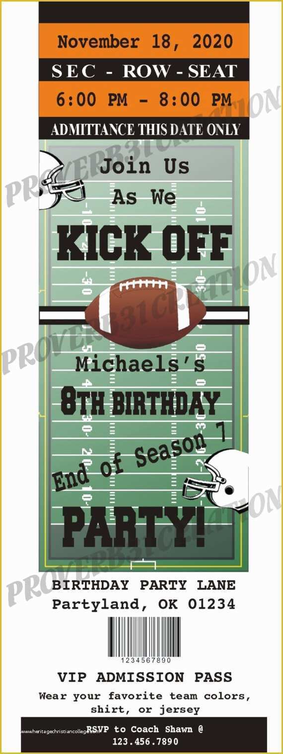 Football Ticket Invitation Template Free Of Items Similar to Printable Football Ticket Invitation Diy