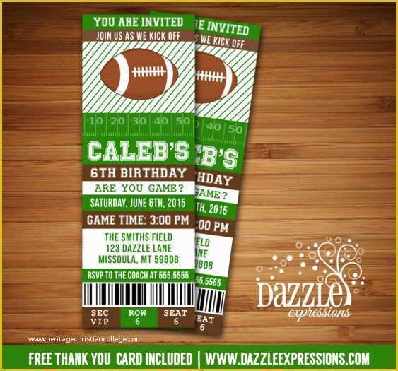 Football Ticket Invitation Template Free Of Printable Football Ticket Birthday Invitation