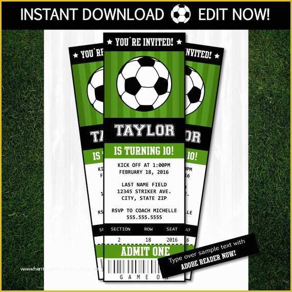 Football Ticket Invitation Template Free Of soccer Invitations soccer Ticket Invitation soccer Party