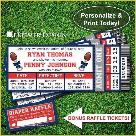 Football Ticket Invitation Template Free Of Sports Ticket Baby Boy Shower Invitation All Star Baby