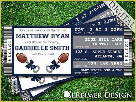 Football Ticket Invitation Template Free Of Sports Ticket Baby Boy Shower Invitation Cowboys Dallas