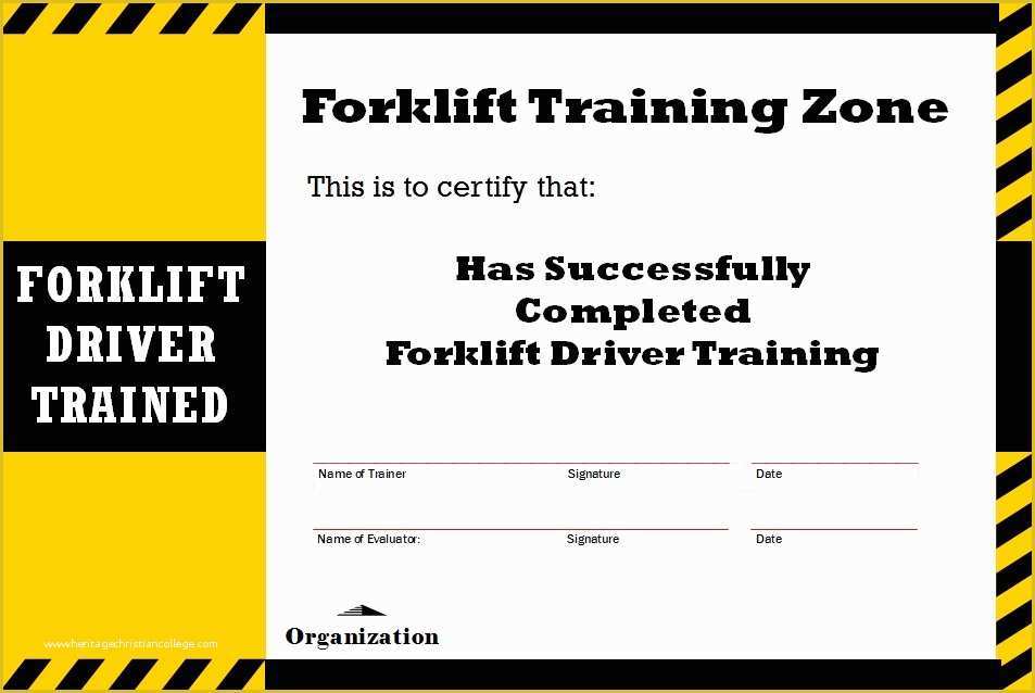 Forklift Certification Card Template Free Of forklift Training ...