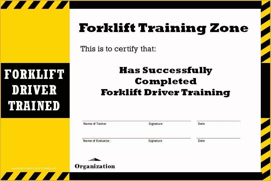 Forklift Certification Card Template Free Of forklift Training Certificate Template Design ...