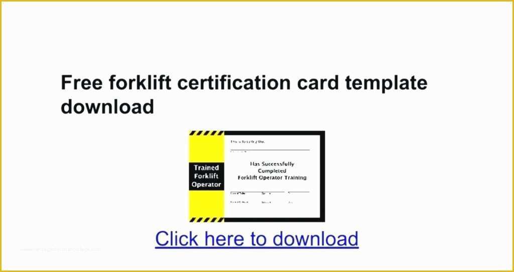 Forklift Certification Wallet Card Template Free Of forklift Operator