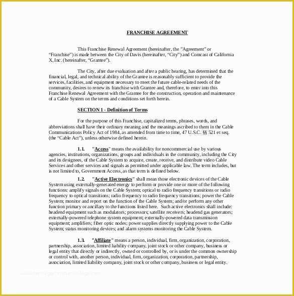 Franchise Agreement Template Free Download Of 20 Franchise Agreement Templates – Free Sample Example