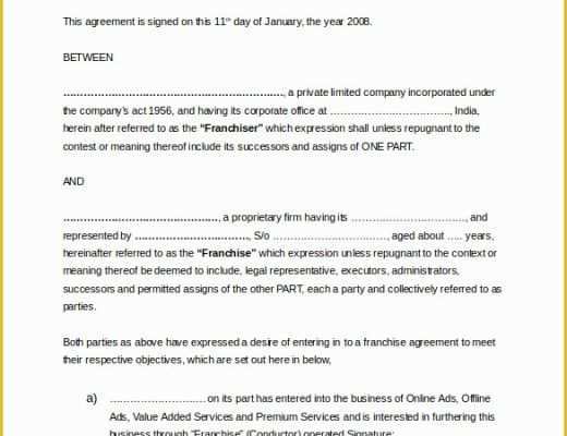 Franchise Agreement Template Free Download Of 20 Franchise Agreement Templates – Free Sample Example