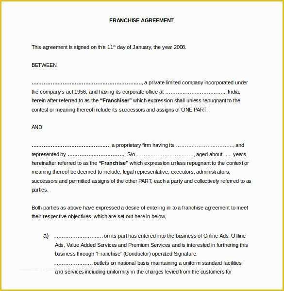 Franchise Agreement Template Free Download Of 20 Franchise Agreement Templates – Free Sample Example