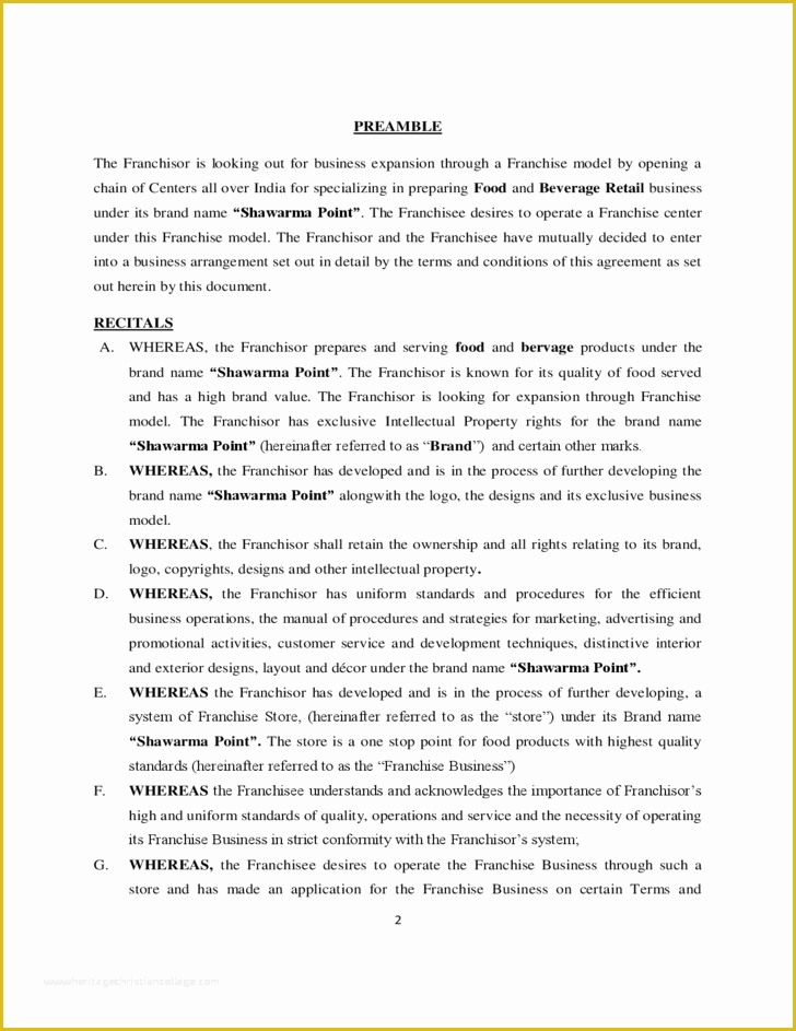 Franchise Agreement Template Free Download Of Franchise Agreement Sample Template Free Download