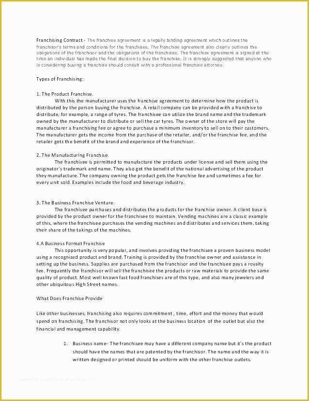 Franchise Agreement Template Free Download Of Franchise Contract Template Free – Hafer