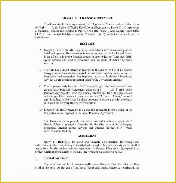 Franchise Agreement Template Free Download Of Master License Agreement Template 20 Franchise Agreement