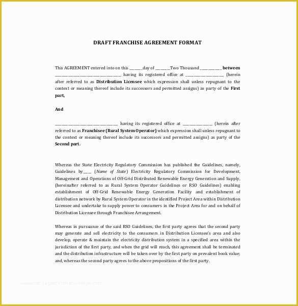 Franchise Agreement Template Free Download Of Sample Franchise Agreements
