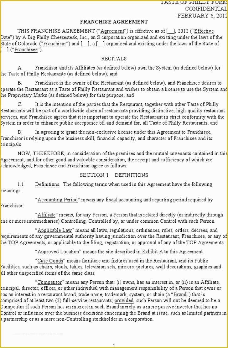 Franchise Disclosure Document Template Free Of 5 Franchise Agreement Sample Free Download