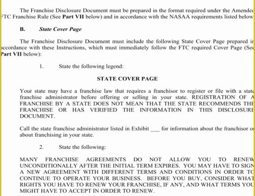 Franchise Disclosure Document Template Free Of Download Franchise Disclosure Document for Free