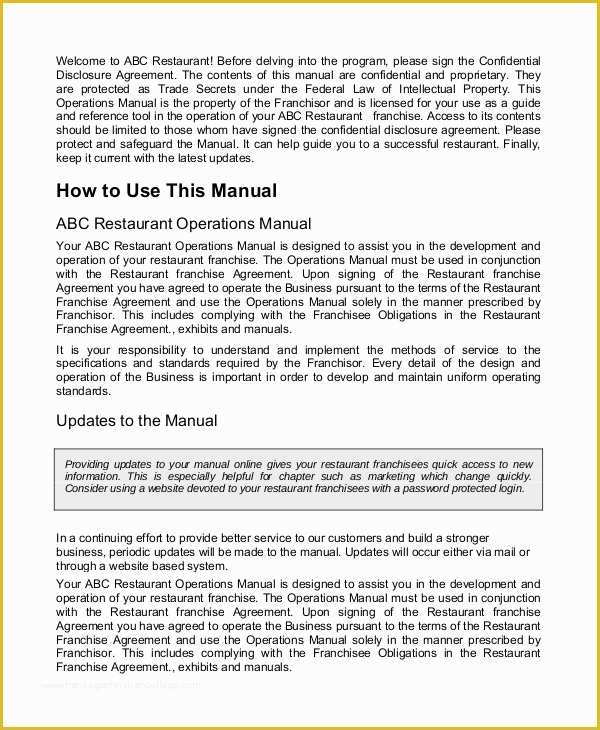 Franchise Operations Manual Template Free Download Of 8 Sample Operation Manuals
