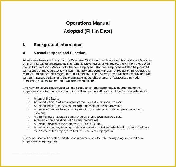 Franchise Operations Manual Template Free Download Of Operations Manual Template Free