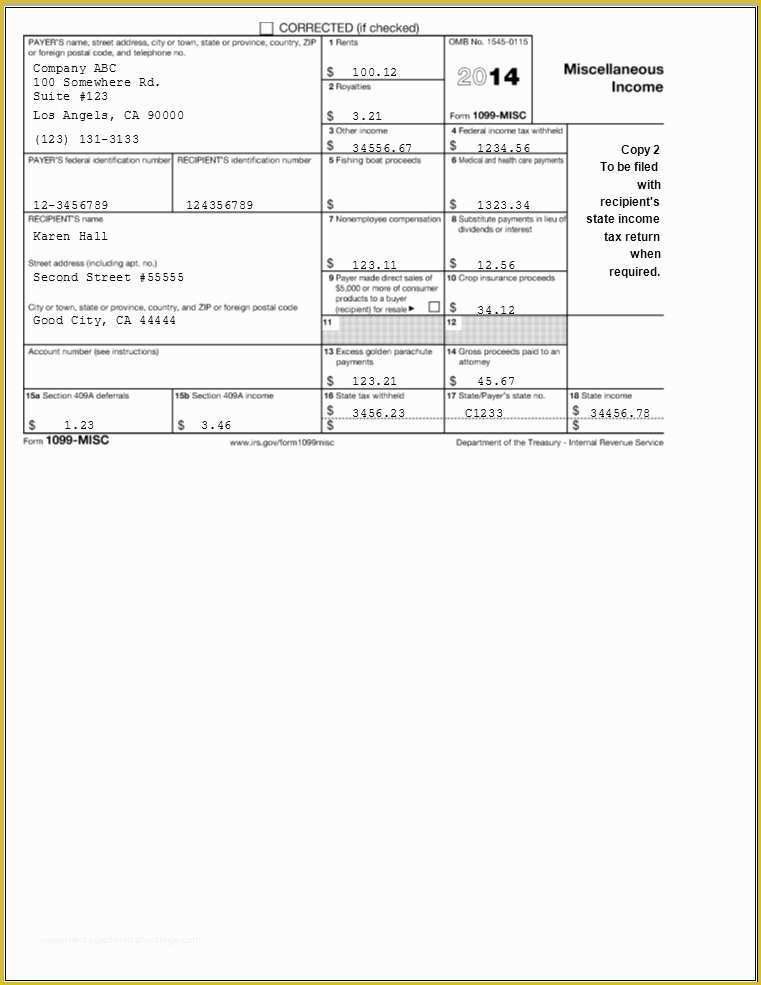 Free 1099 Misc Template Word Of 1099 Misc Template For Preprinted Forms 