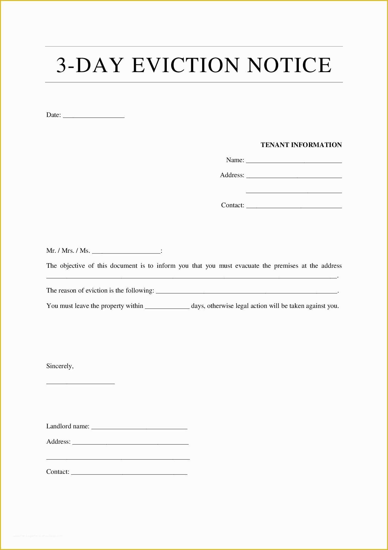 Free 3 Day Notice Template