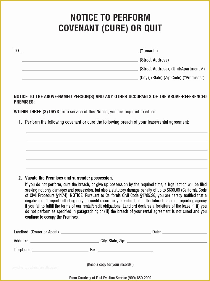 Free 3 Day Notice Template Of 3 Day Eviction Notice