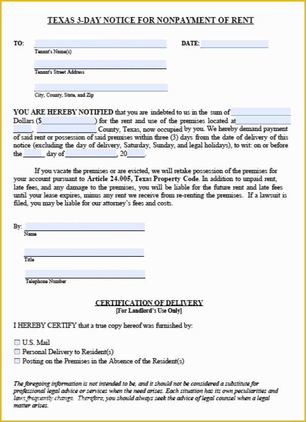 Free 3 Day Notice Template Of 3 Day Eviction Notice Template Texas Templates Resume