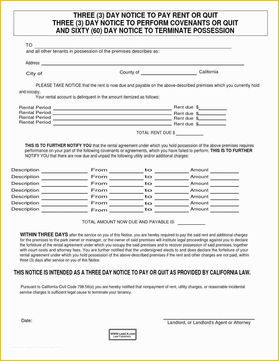 Free 3 Day Notice Template Of 3 Day Pay Quit form and Notice to Template California