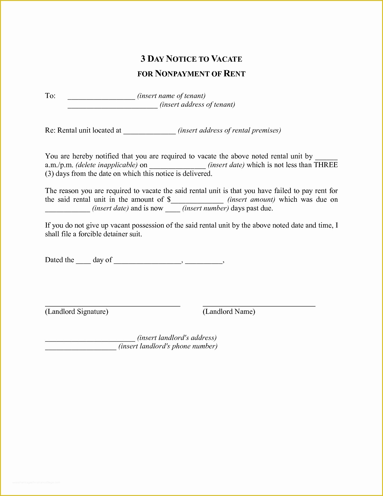 Free 3 Day Notice Template Of 9 Best S Of Texas Notice to Quit form 30 Day